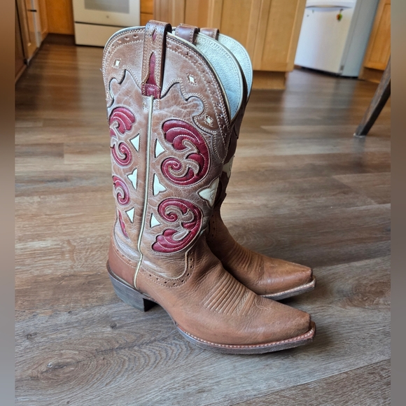 Ariat Madrina Macchito Snip Toe Leather Western Cowboy Boots Festival Wear 8B - Picture 6 of 13